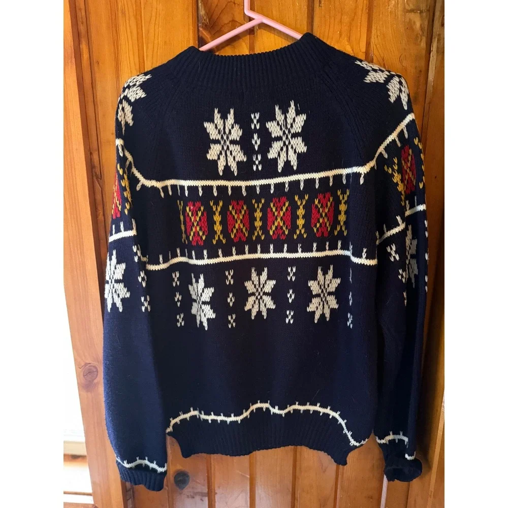 Vintage JCPenney Snowflake Fair Isle Sweater‎ Acrylic Knit Blue Large